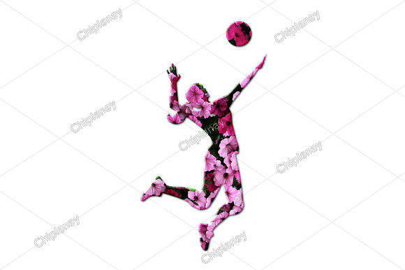 Charming Volleyball Girl Sports Flowers Design