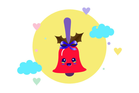 Christmas Bell Cute Kawaii Floral Cloud: A Versatile Design for Creative Projects