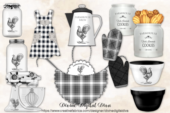 Farmhouse Kitchen Baking Cooking Clipart: A Charming Addition to Your Creative Projects