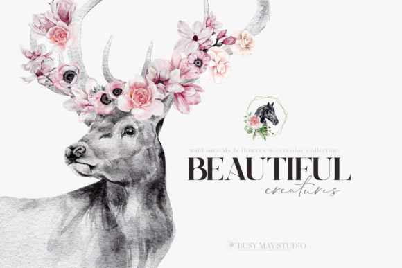 Watercolor Animal Portraits and Flowers: A Versatile Collection for Creative Projects