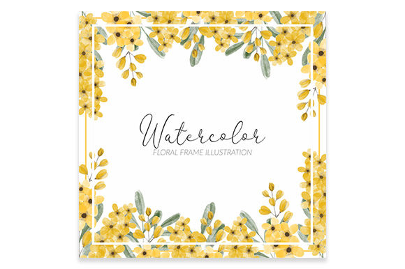 Yellow Watercolor Flower Square Frame